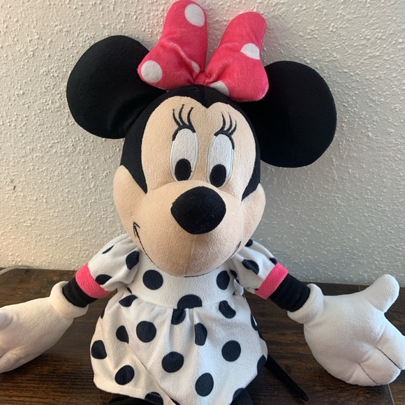 Disney Other - Disney Minnie Mouse Plush with Pink Bow and Polka Dot Dress